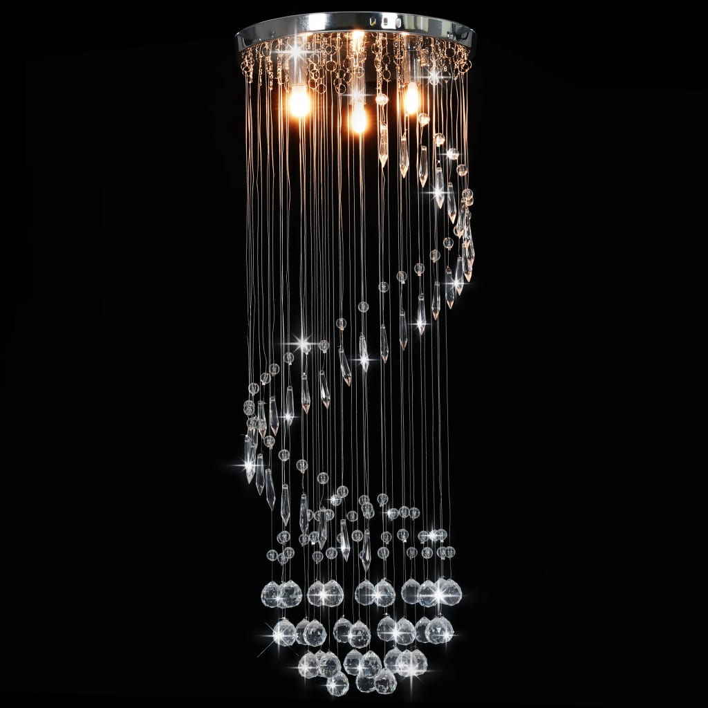 Lustră Cu Mărgele De Cristal, Argintiu, Spirală, G9