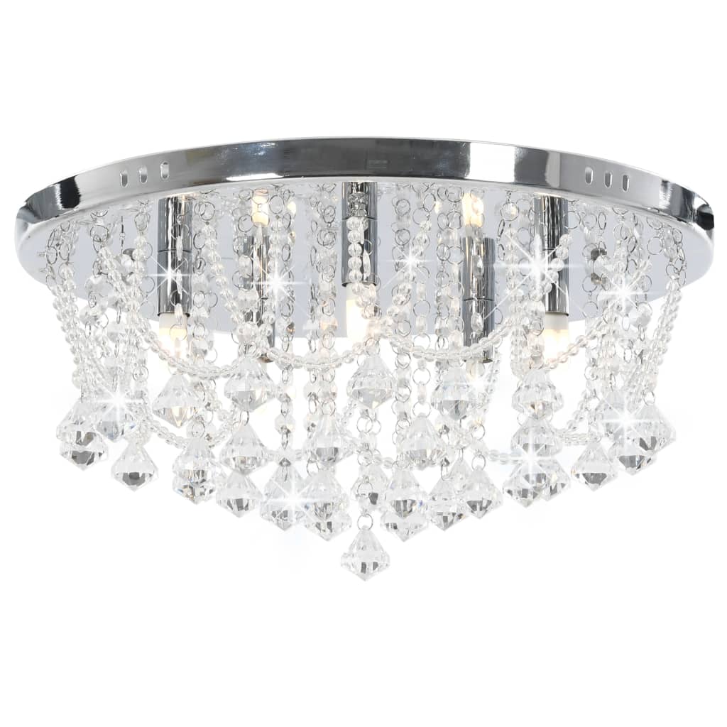 Lustră Cu Mărgele De Cristal, Argintiu, Rotund, 4 Becuri X G9