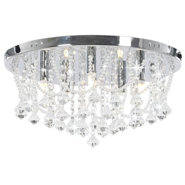 Lustră Cu Mărgele De Cristal, Argintiu, Rotund, 4 Becuri X G9
