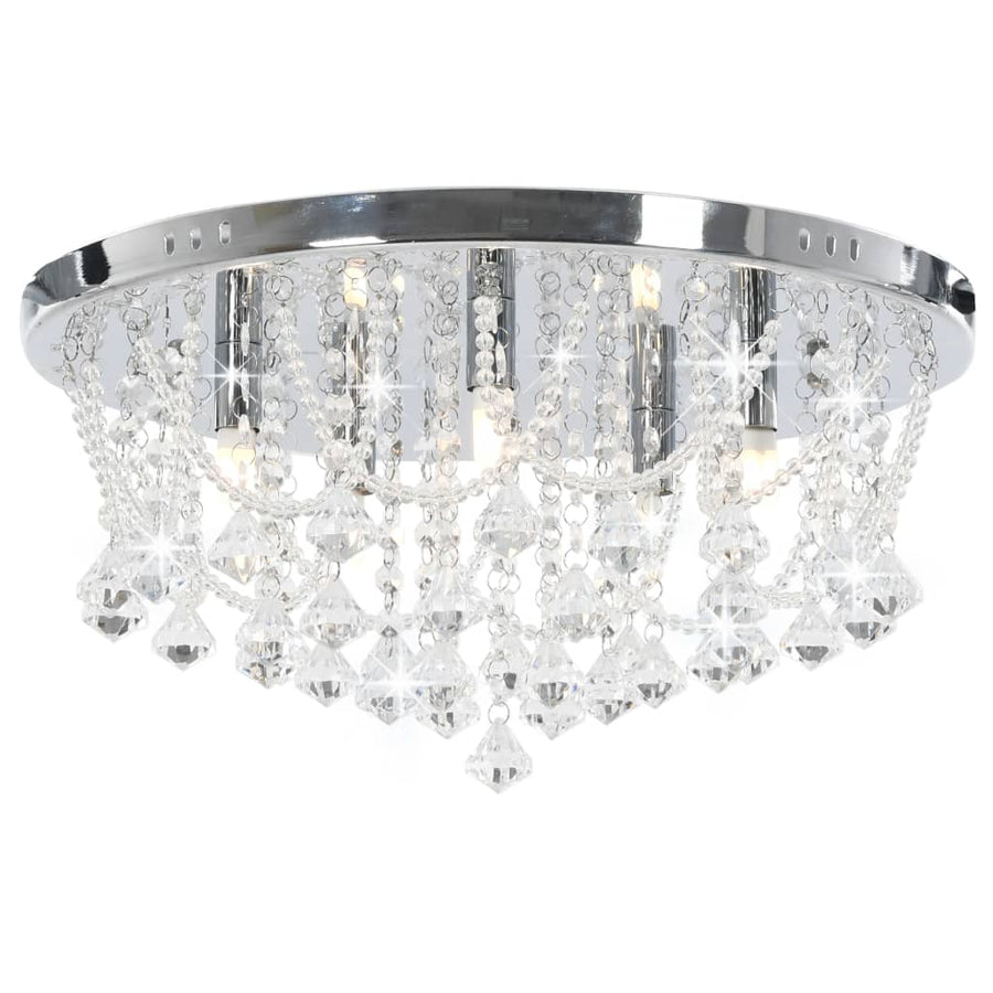 Lustră Cu Mărgele De Cristal, Argintiu, Rotund, 4 Becuri X G9