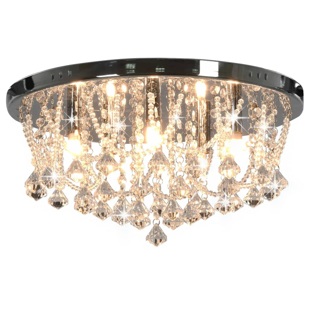 Lustră Cu Mărgele De Cristal, Argintiu, Rotund, 4 Becuri X G9