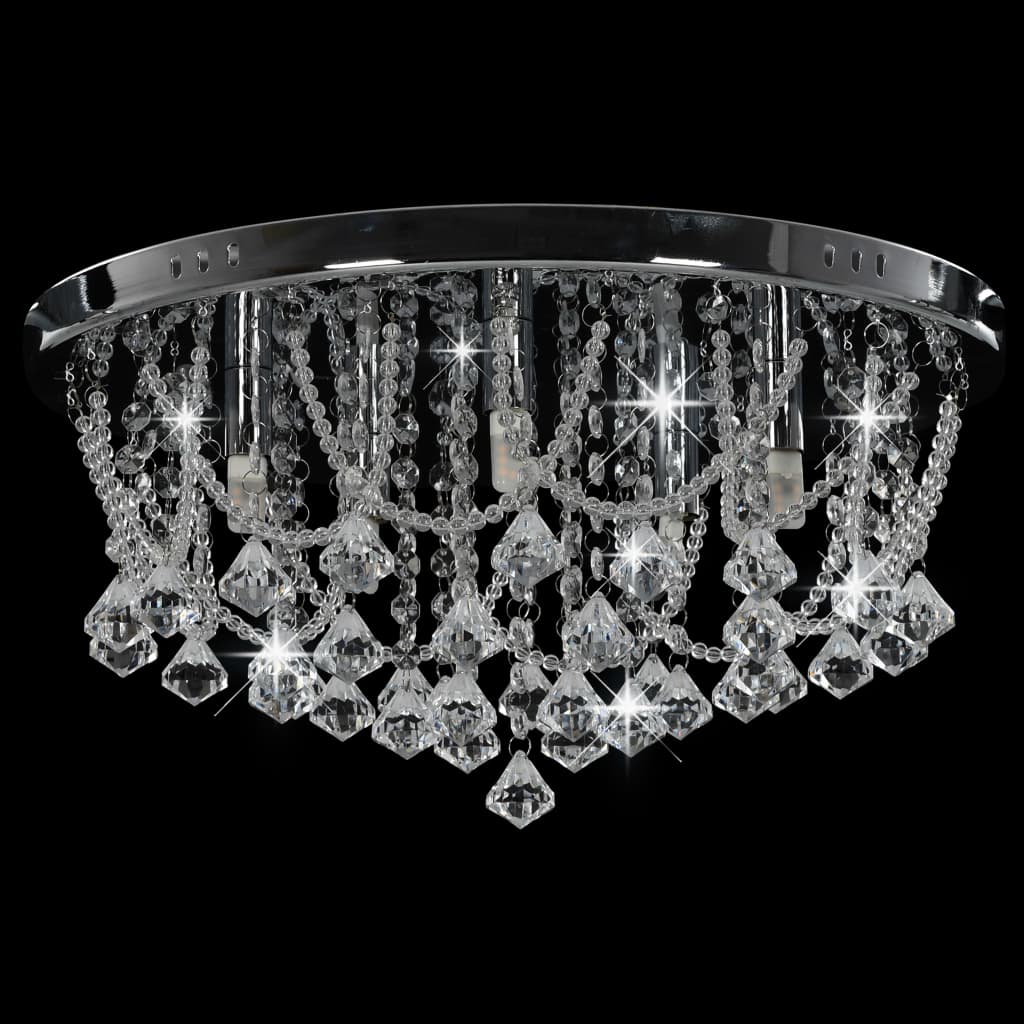 Lustră Cu Mărgele De Cristal, Argintiu, Rotund, 4 Becuri X G9