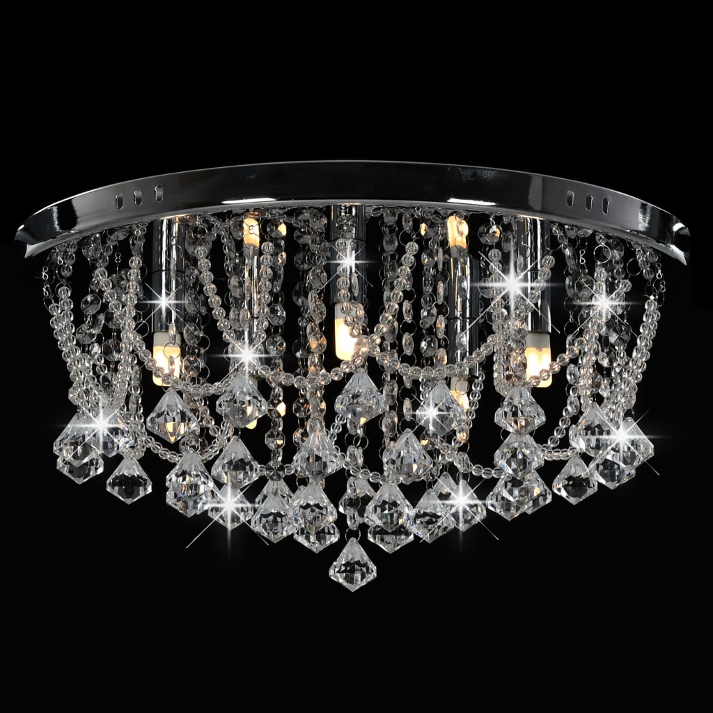 Lustră Cu Mărgele De Cristal, Argintiu, Rotund, 4 Becuri X G9