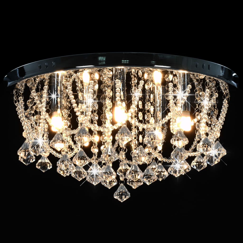 Lustră Cu Mărgele De Cristal, Argintiu, Rotund, 4 Becuri X G9