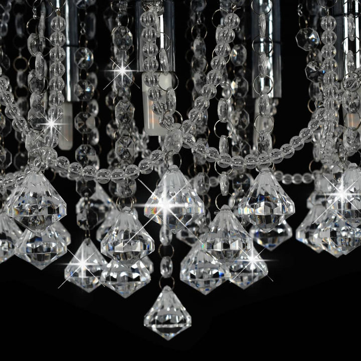 Lustră Cu Mărgele De Cristal, Argintiu, Rotund, 4 Becuri X G9