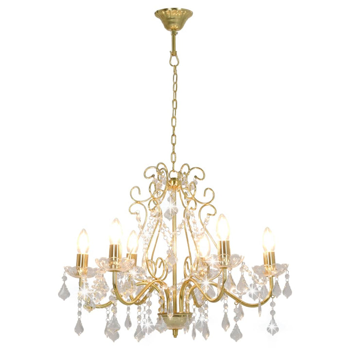 Candelabru Cu Mărgele De Cristal, Auriu, Rotund, 6 X E14
