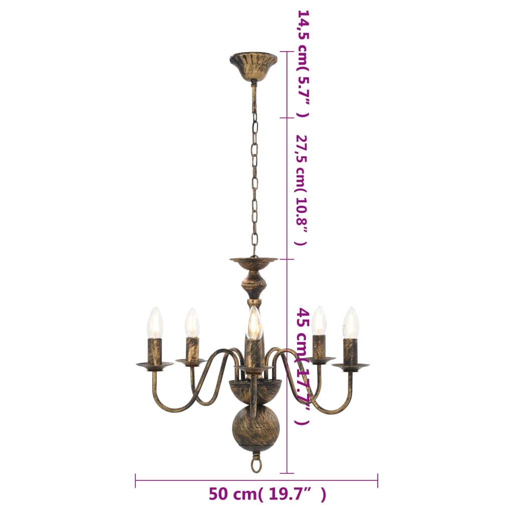 Candelabru Antichizat, , 5 Becuri E14