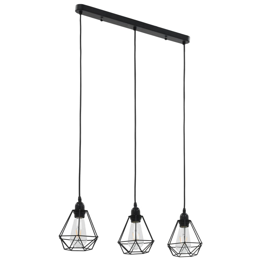 Lustră, Design Diamant, Negru, 3 Becuri X E27
