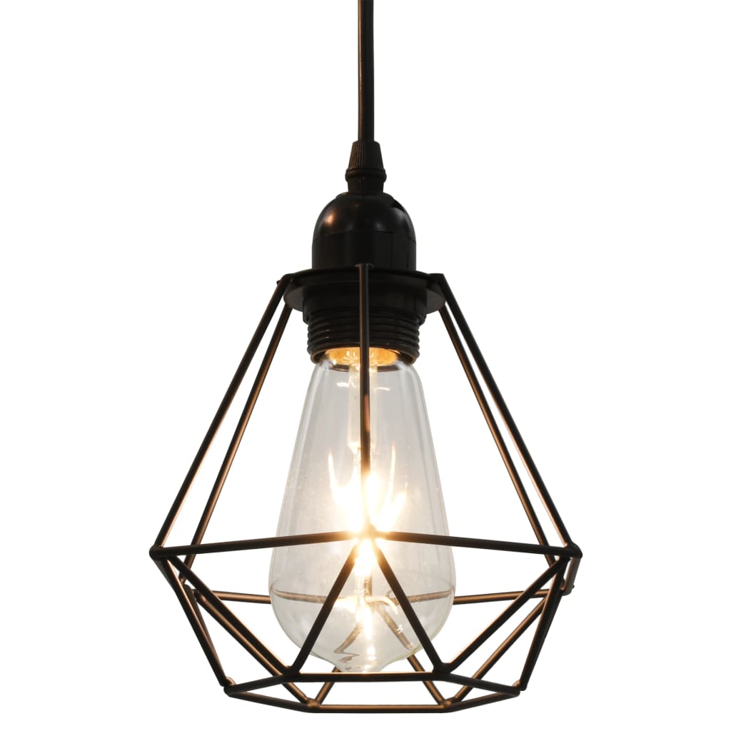 Lustră Cu Design Diamant, Negru, 3 X Bec E27