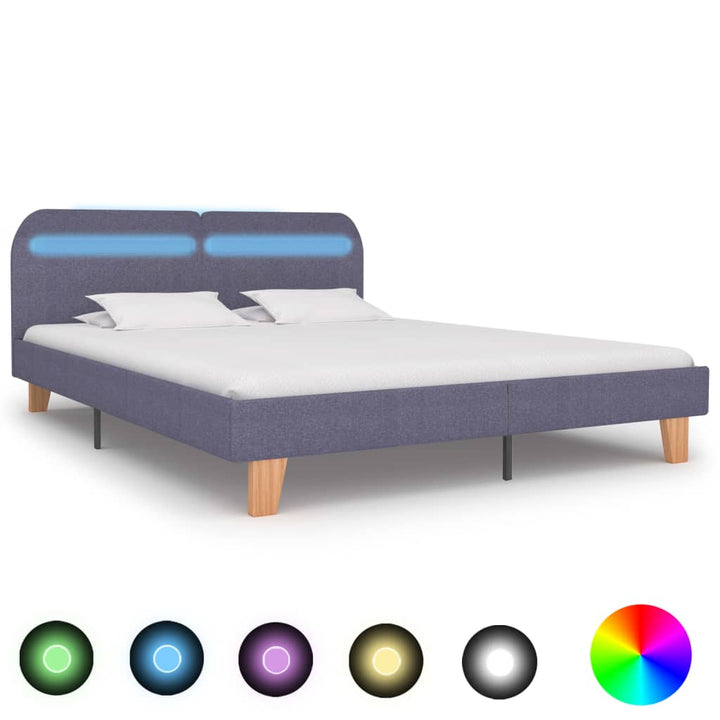 Cadru De Pat Cu Led-Uri, , , Material Textil