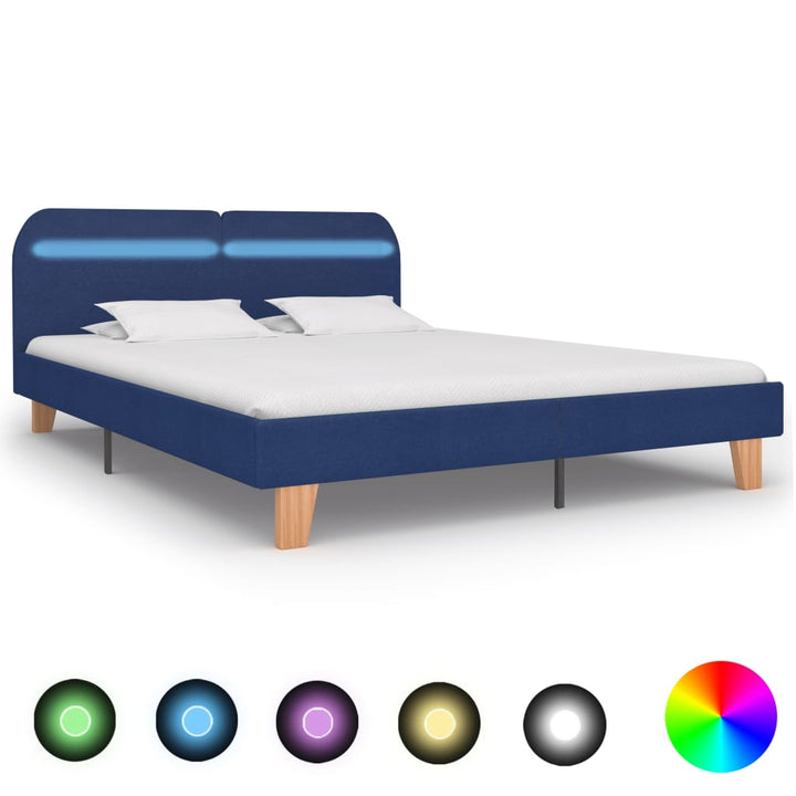 Cadru De Pat Cu Led-Uri, , , Material Textil