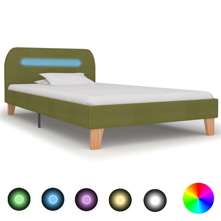 Cadru De Pat Cu Led-Uri, , , Material Textil