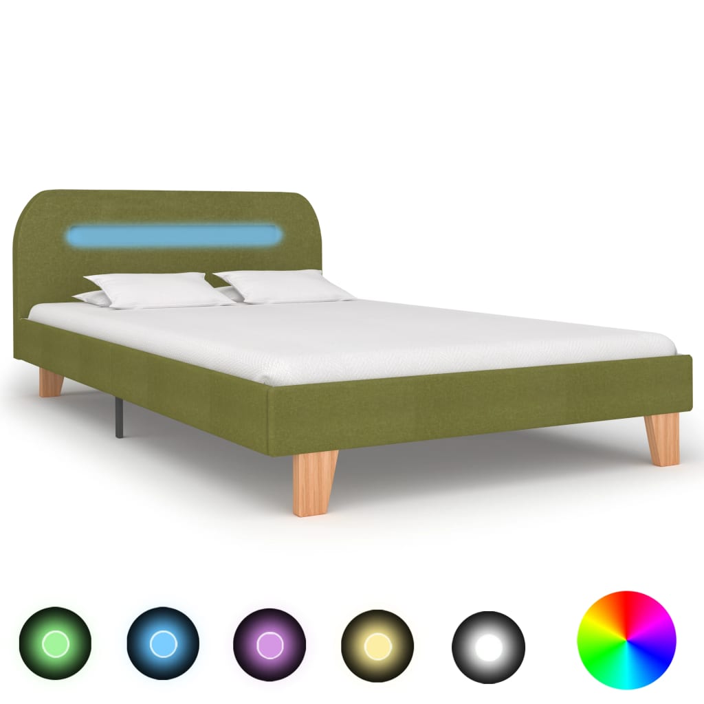 Cadru De Pat Cu Led-Uri, , , Material Textil