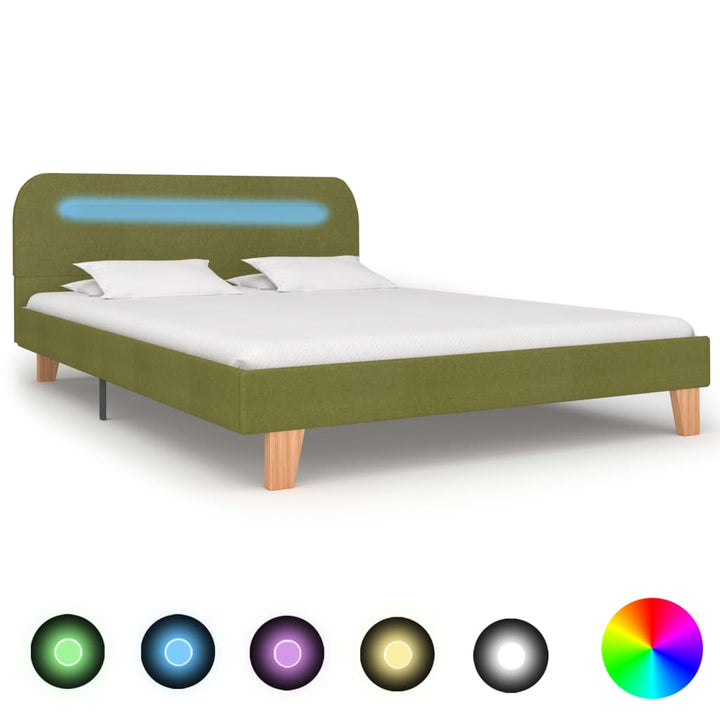 Cadru De Pat Cu Led-Uri, , , Material Textil