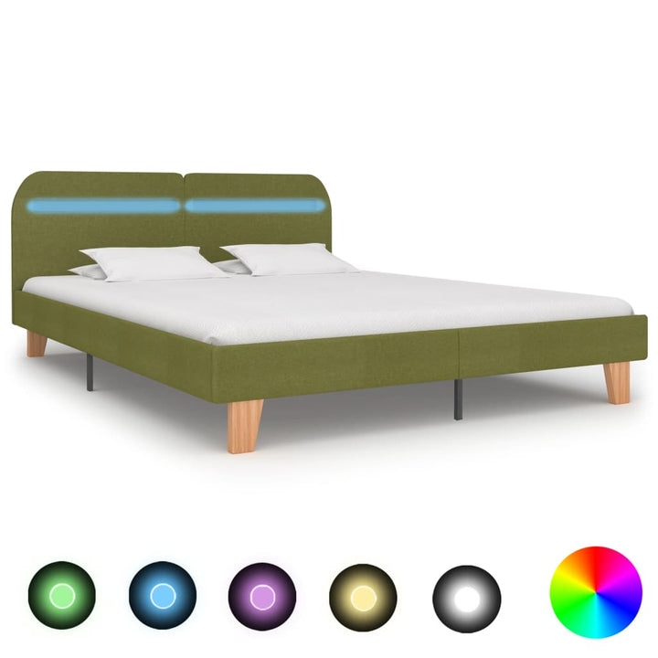Cadru De Pat Cu Led-Uri, , , Material Textil