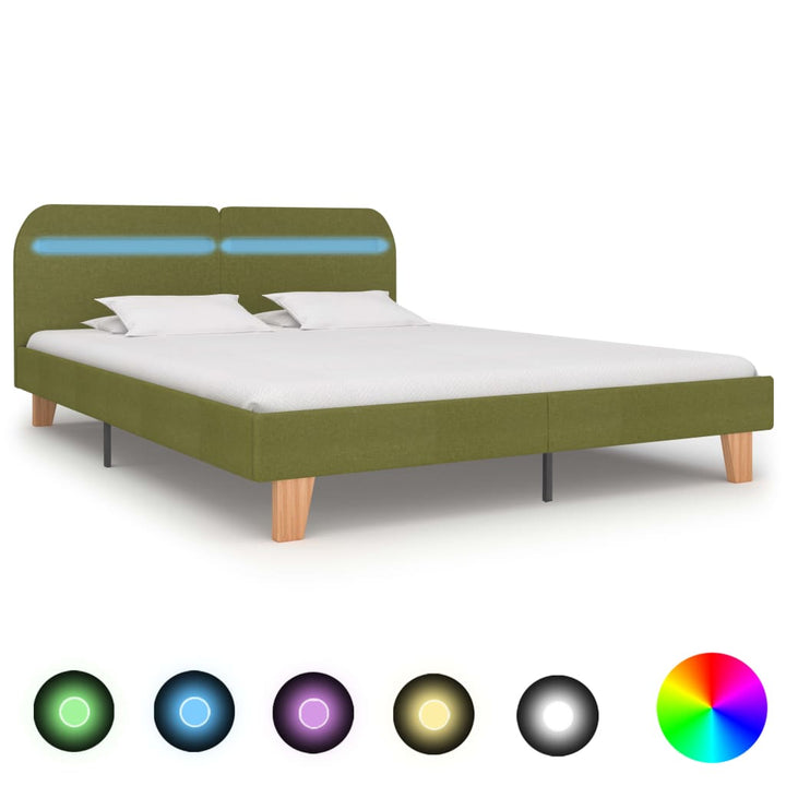 Cadru De Pat Cu Led-Uri, , , Material Textil