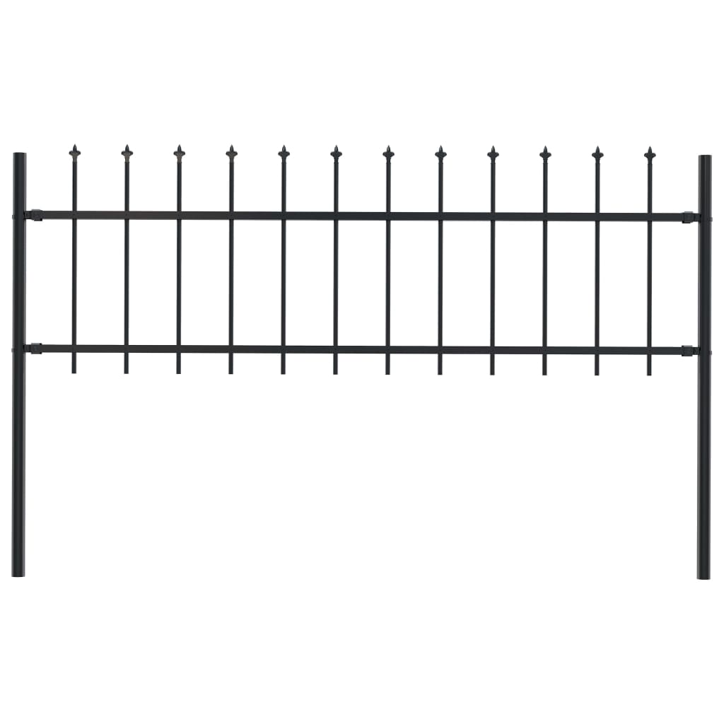 Gard De Grădină Cu Vârf Ascuțit, Negru, 1,7 M, Oțel