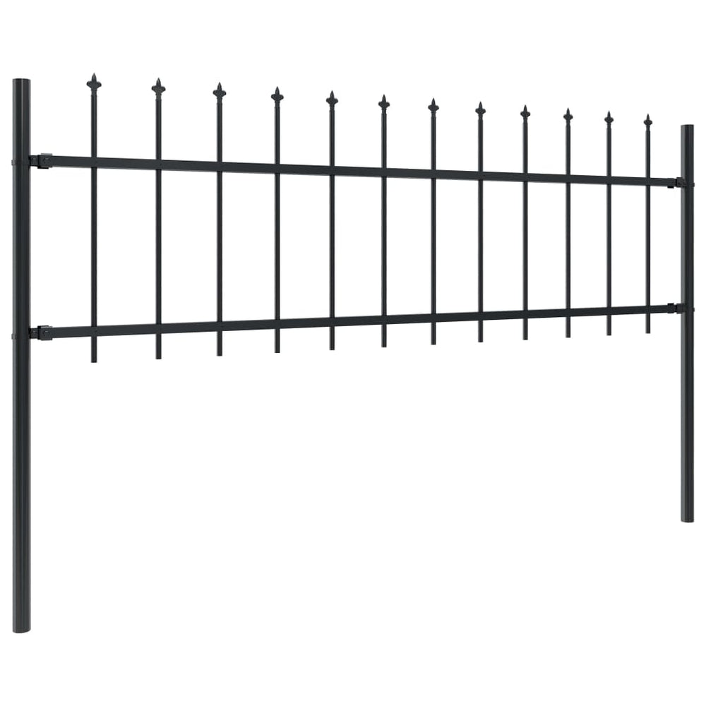 Gard De Grădină Cu Vârf Ascuțit, Negru, 1,7 M, Oțel