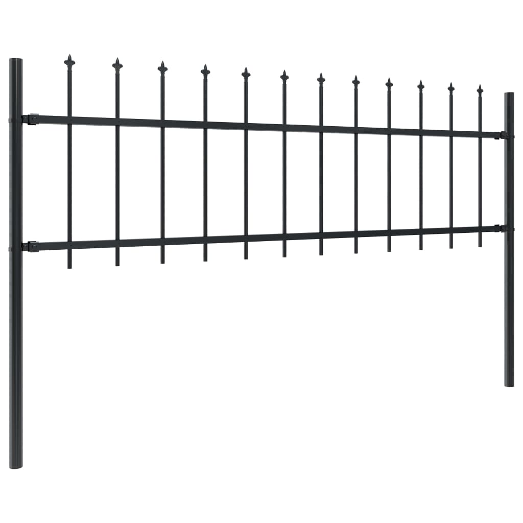 Gard De Grădină Cu Vârf Ascuțit, Negru, 1,7 M, Oțel