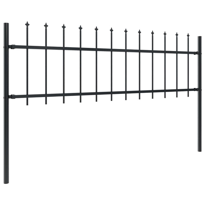 Gard De Grădină Cu Vârf Ascuțit, Negru, 1,7 M, Oțel