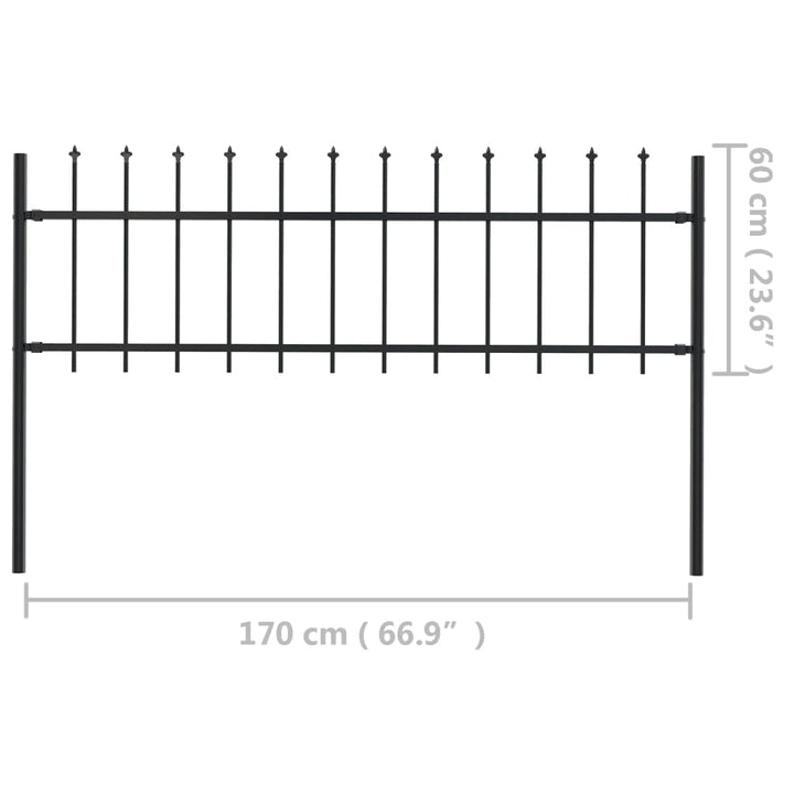 Gard De Grădină Cu Vârf Ascuțit, Negru, 1,7 M, Oțel