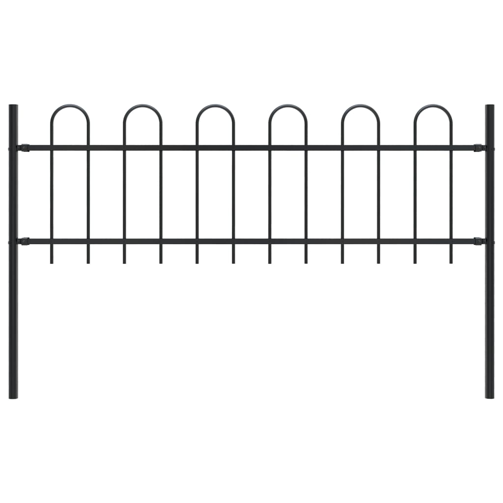 Gard De Grădină Cu Vârf Curbat, Negru, 1,7 M, Oțel