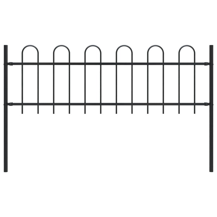 Gard De Grădină Cu Vârf Curbat, Negru, 1,7 M, Oțel