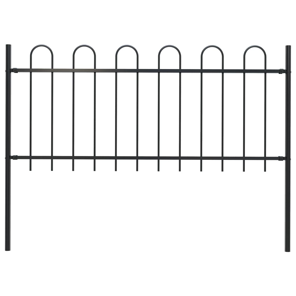 Gard De Grădină Cu Vârf Curbat, Negru, 1,7 M, Oțel