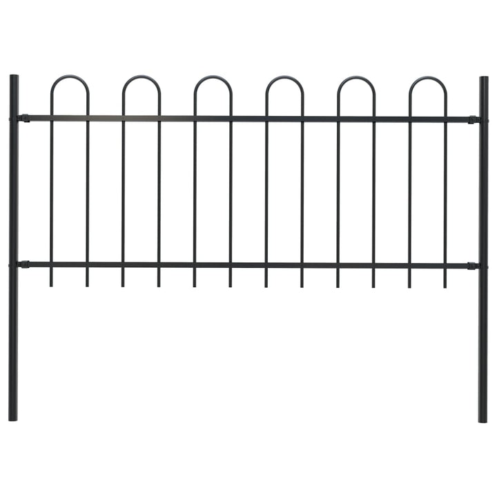 Gard De Grădină Cu Vârf Curbat, Negru, 1,7 M, Oțel