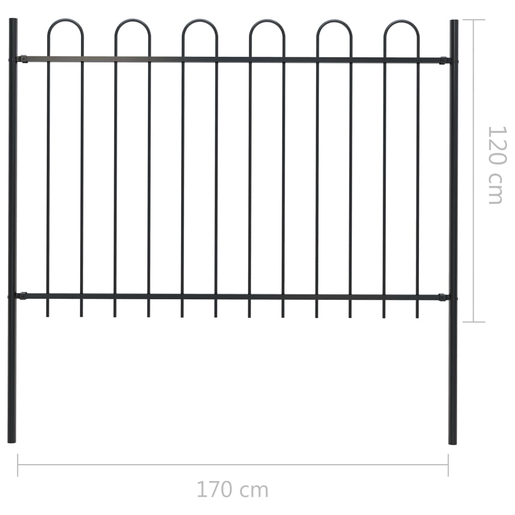 Gard De Grădină Cu Vârf Curbat, Negru, 1,7 M, Oțel