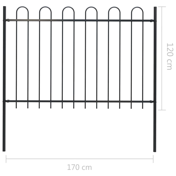 Gard De Grădină Cu Vârf Curbat, Negru, 1,7 M, Oțel
