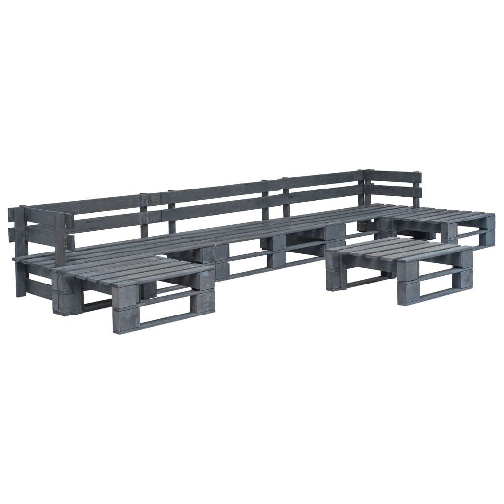 Set Mobilier De Grădină Paleți, 6 Piese, , Lemn