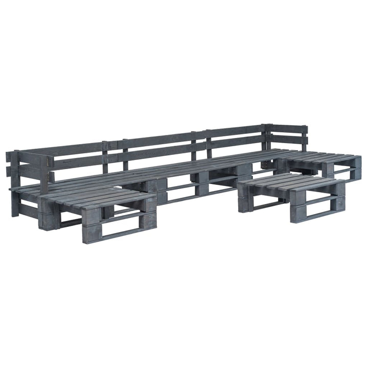 Set Mobilier De Grădină Paleți, 6 Piese, , Lemn