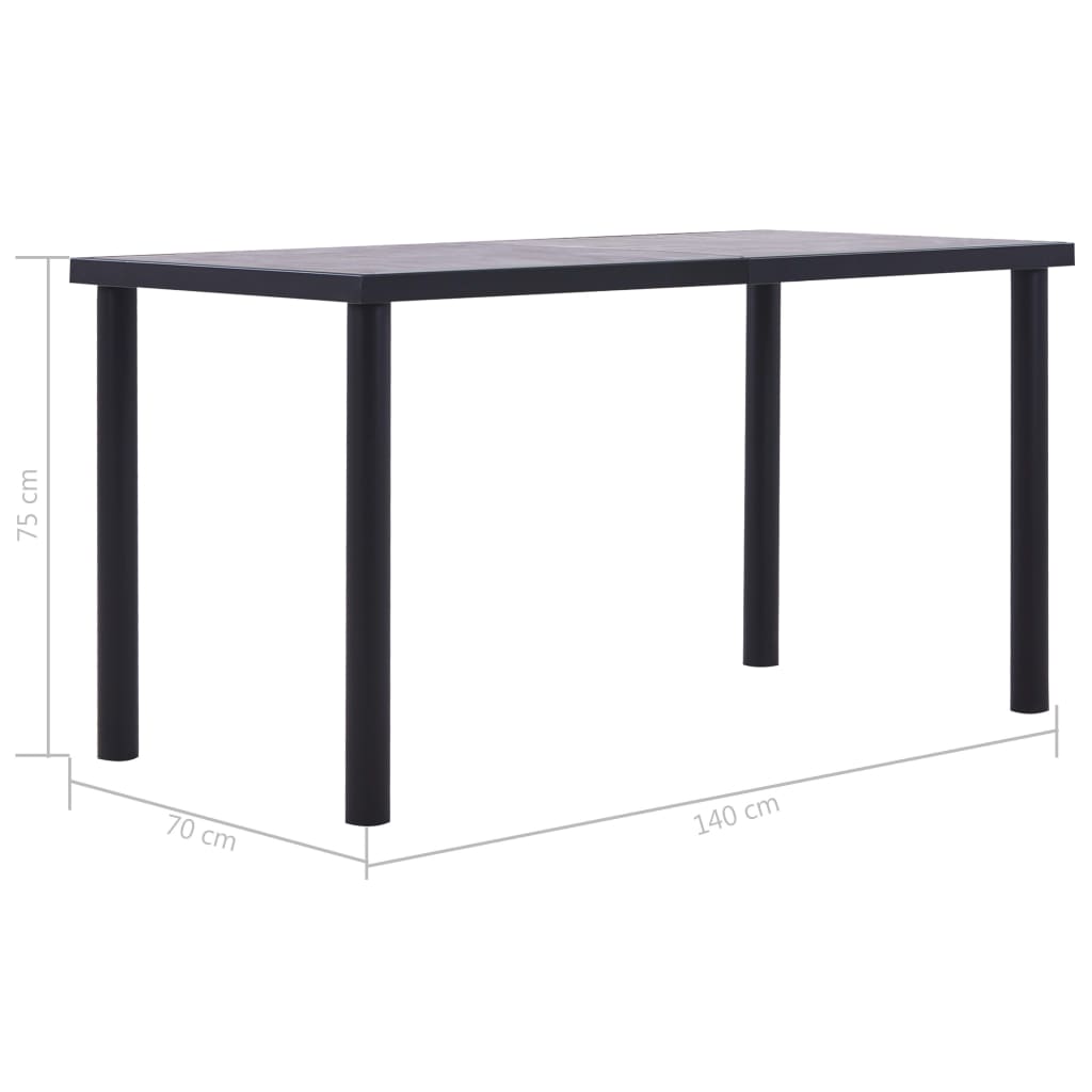 Masă De Bucătărie, Negru & Gri Beton, , Mdf