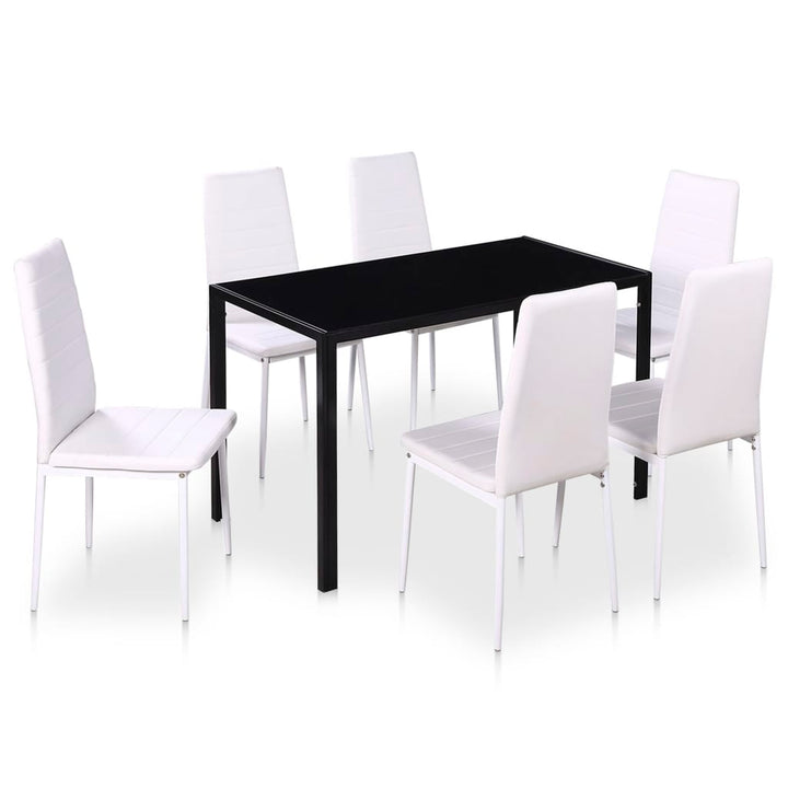 Set Masă De Sufragerie 7 Piese Alb-Negru