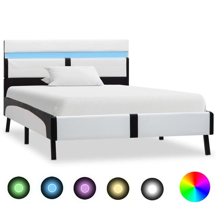 Cadru De Pat Cu Led, Gri, , Piele Artificială