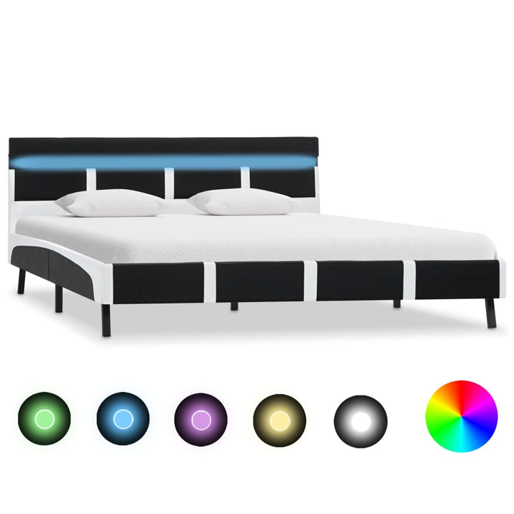 Cadru De Pat Cu Led, Gri, , Piele Artificială