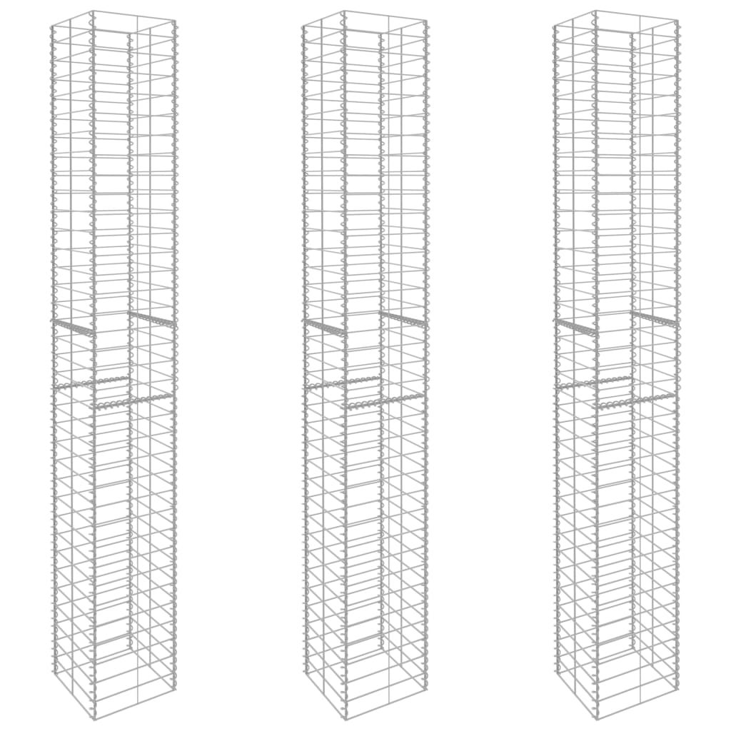Coșuri Gabion, 3 Buc., 25 X 25 X 197 Cm, Oțel Galvanizat
