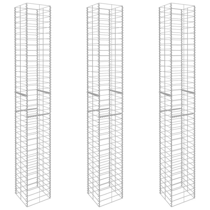 Coșuri Gabion, 3 Buc., 25 X 25 X 197 Cm, Oțel Galvanizat