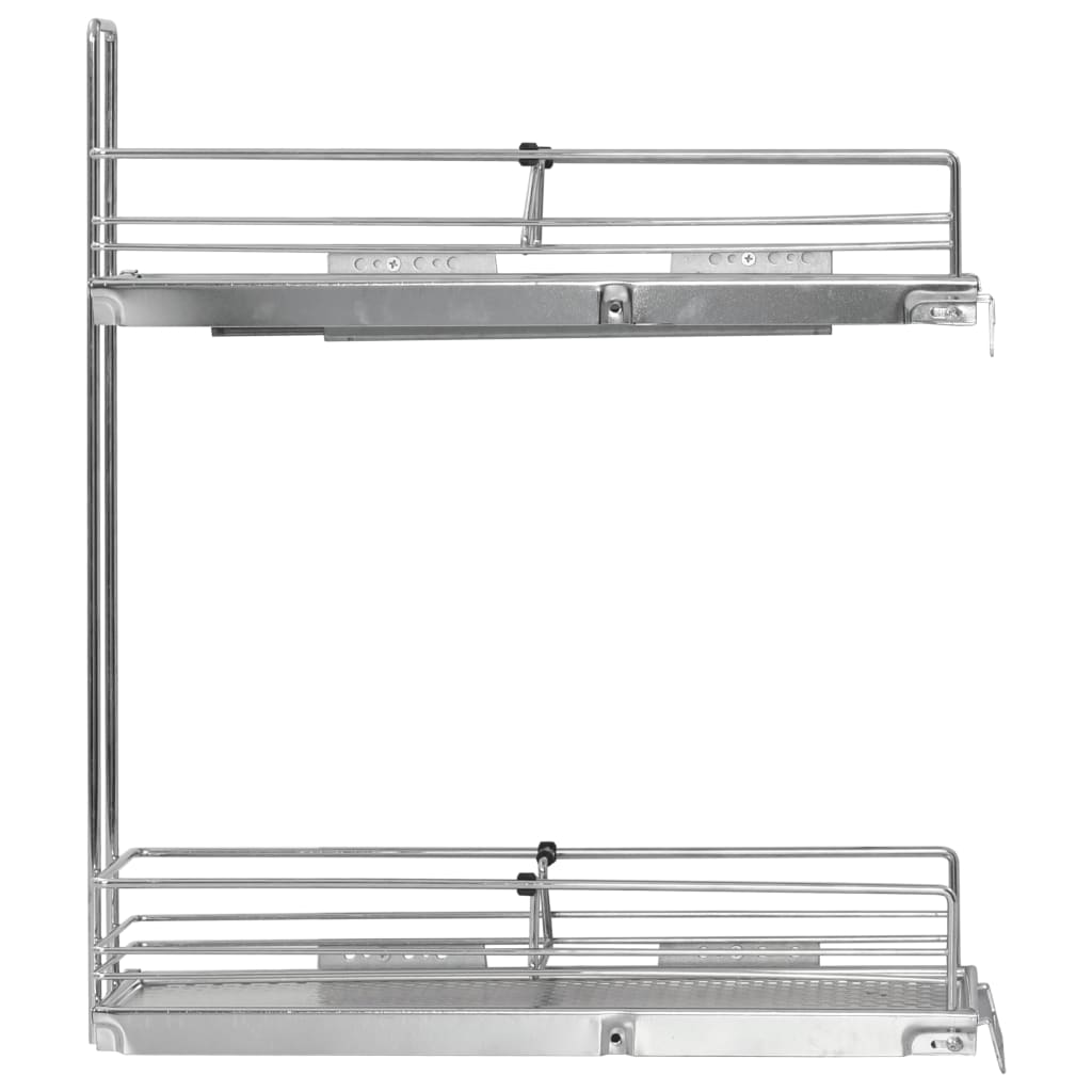Coș Sârmă Bucătărie Retractabil 2 Rafturi Argintiu 47X15X54,5Cm