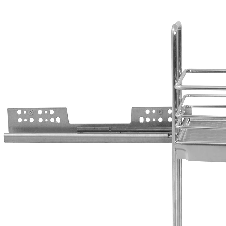 Coș Sârmă Bucătărie Retractabil 2 Rafturi Argintiu 47X15X54,5Cm
