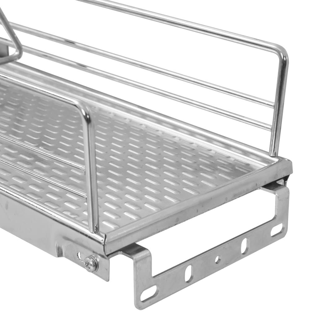 Coș Sârmă Bucătărie Retractabil 2 Rafturi Argintiu 47X15X54,5Cm