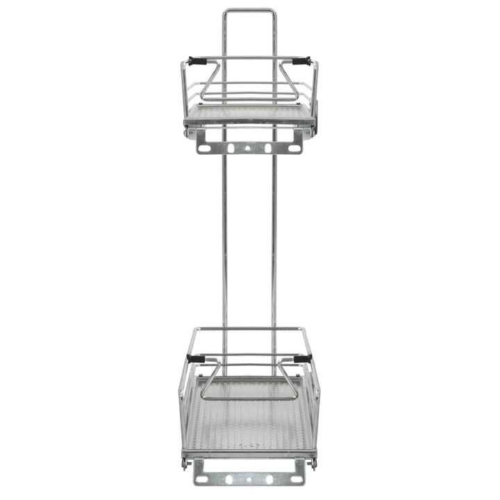 Coș Sârmă Bucătărie Retractabil 2 Rafturi Argintiu 47X15X54,5Cm