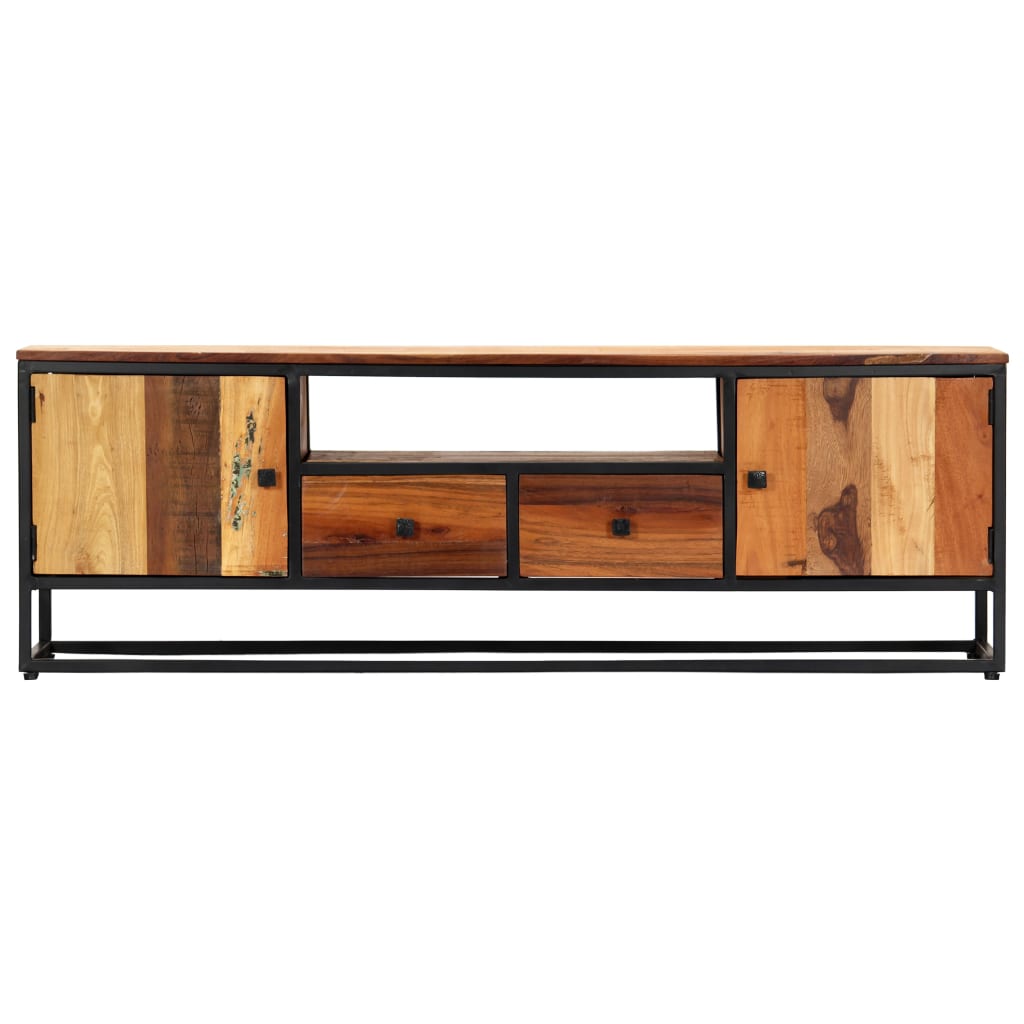 Comodă Tv, 120 X 30 X 40 Cm, Lemn Masiv Reciclat Și Oțel