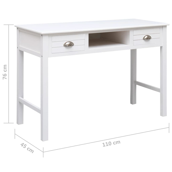 Birou De Scris, Alb, 110 X 45 X 76 Cm, Lemn