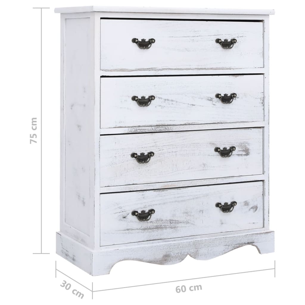 Dulap Cu Sertare, Alb, 60X30X75 Cm, Lemn