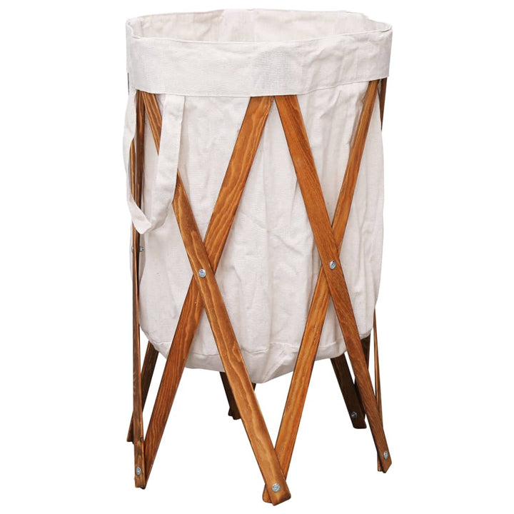 Coș De Rufe Pliabil, , Lemn Și Material Textil