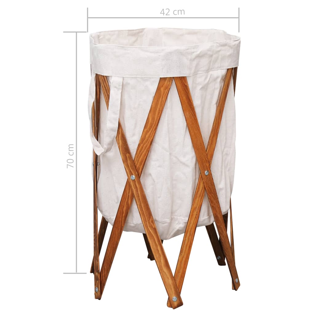 Coș De Rufe Pliabil, , Lemn Și Material Textil