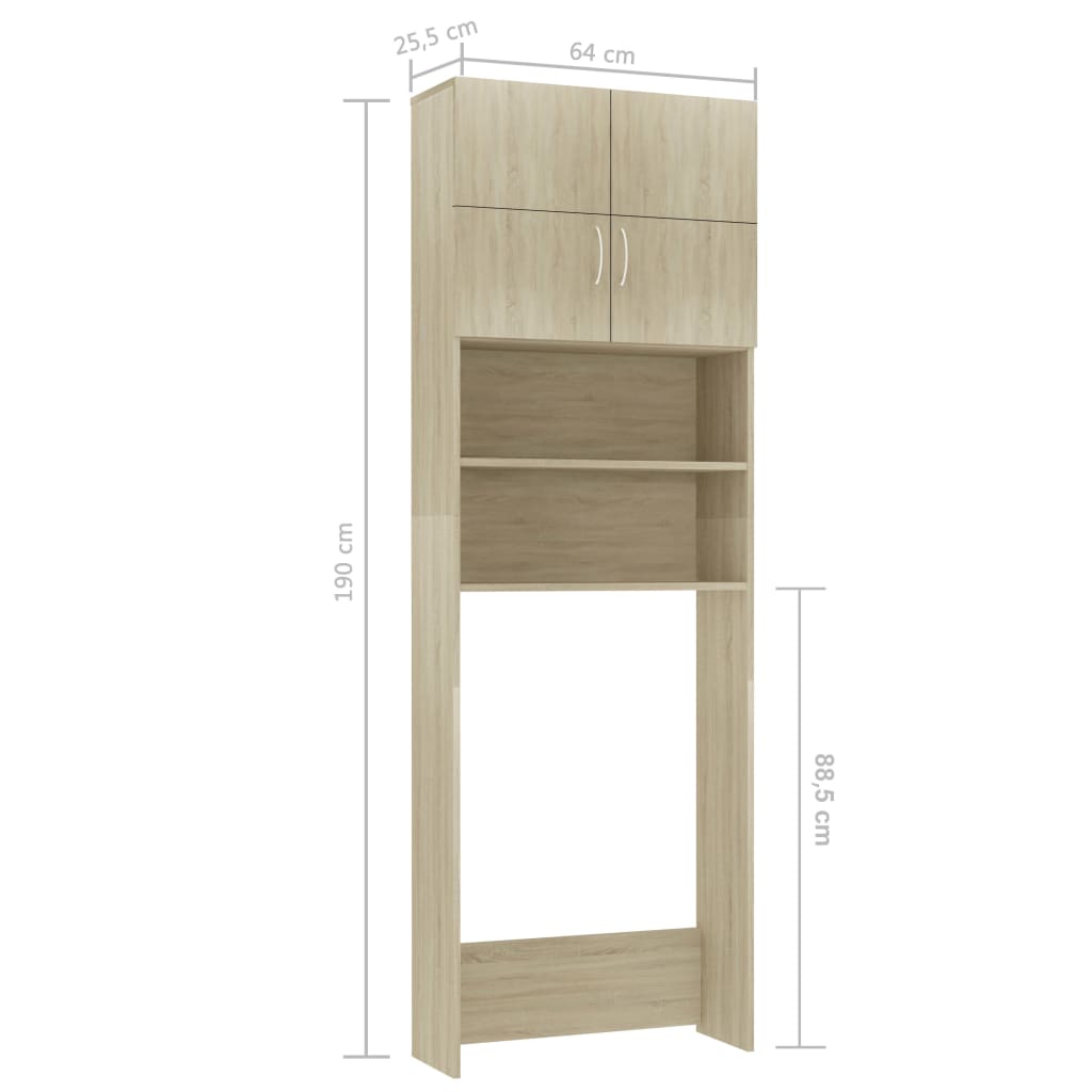 Dulap Mașina Spălat Stejar Sonoma 64X25,5X190 Cm Lemn Preucrat