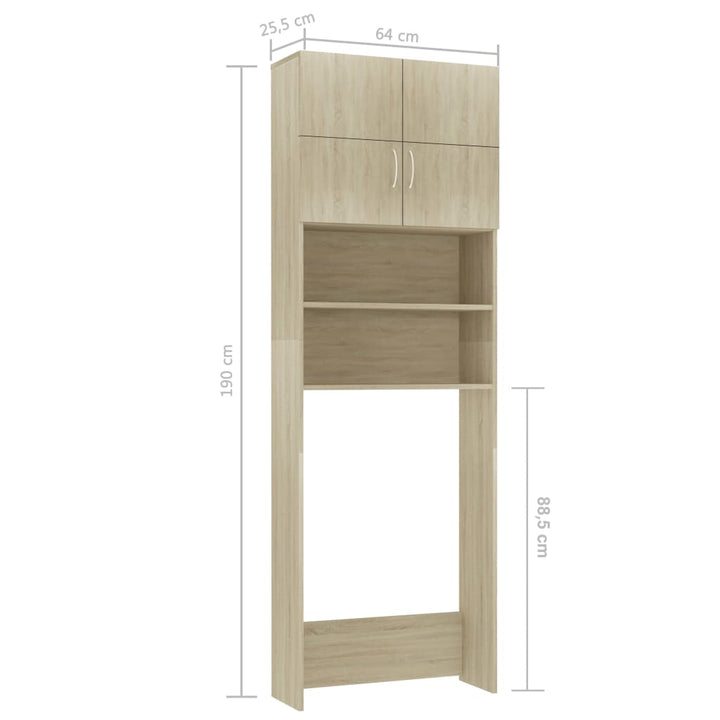 Dulap Mașina Spălat Stejar Sonoma 64X25,5X190 Cm Lemn Preucrat